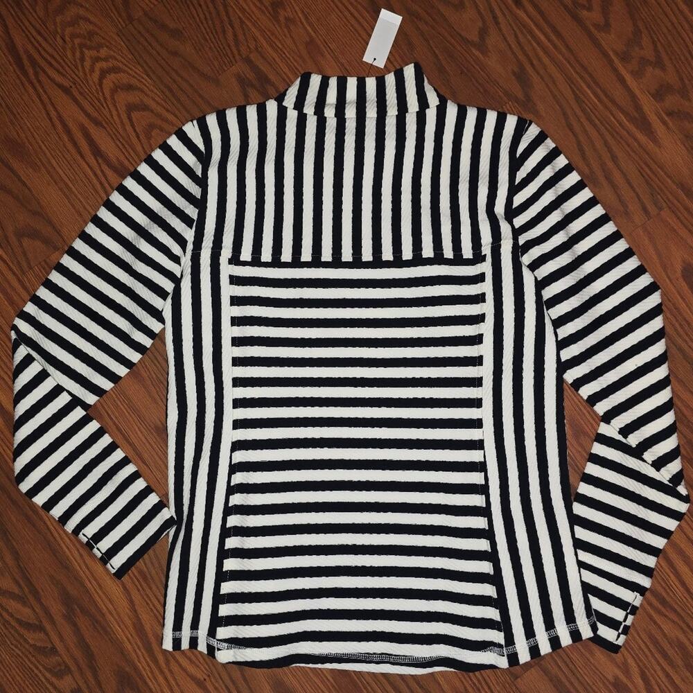 T for Talbots Textured Stripe Mockneck Pullover Size Medium BRAND NEW - Picture 2 of 3